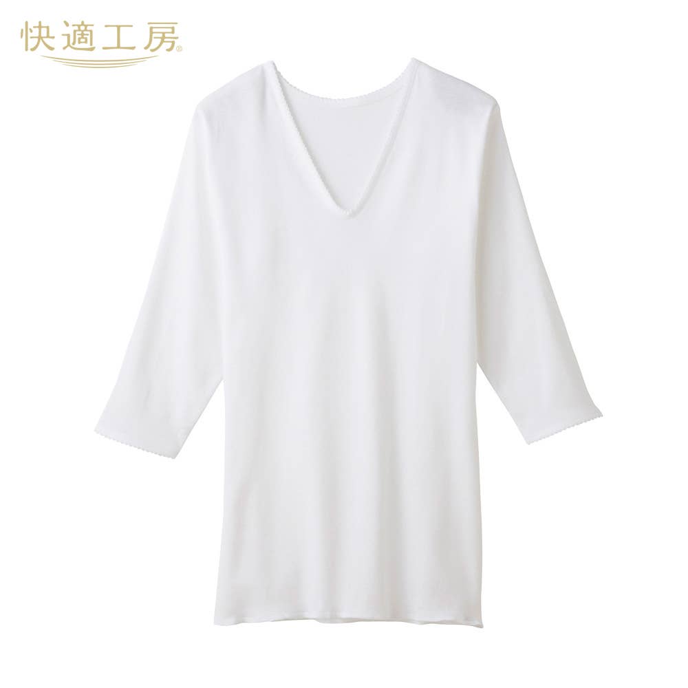 V型七分袖スリーマー(レースあり)【まとめ買い割対象】